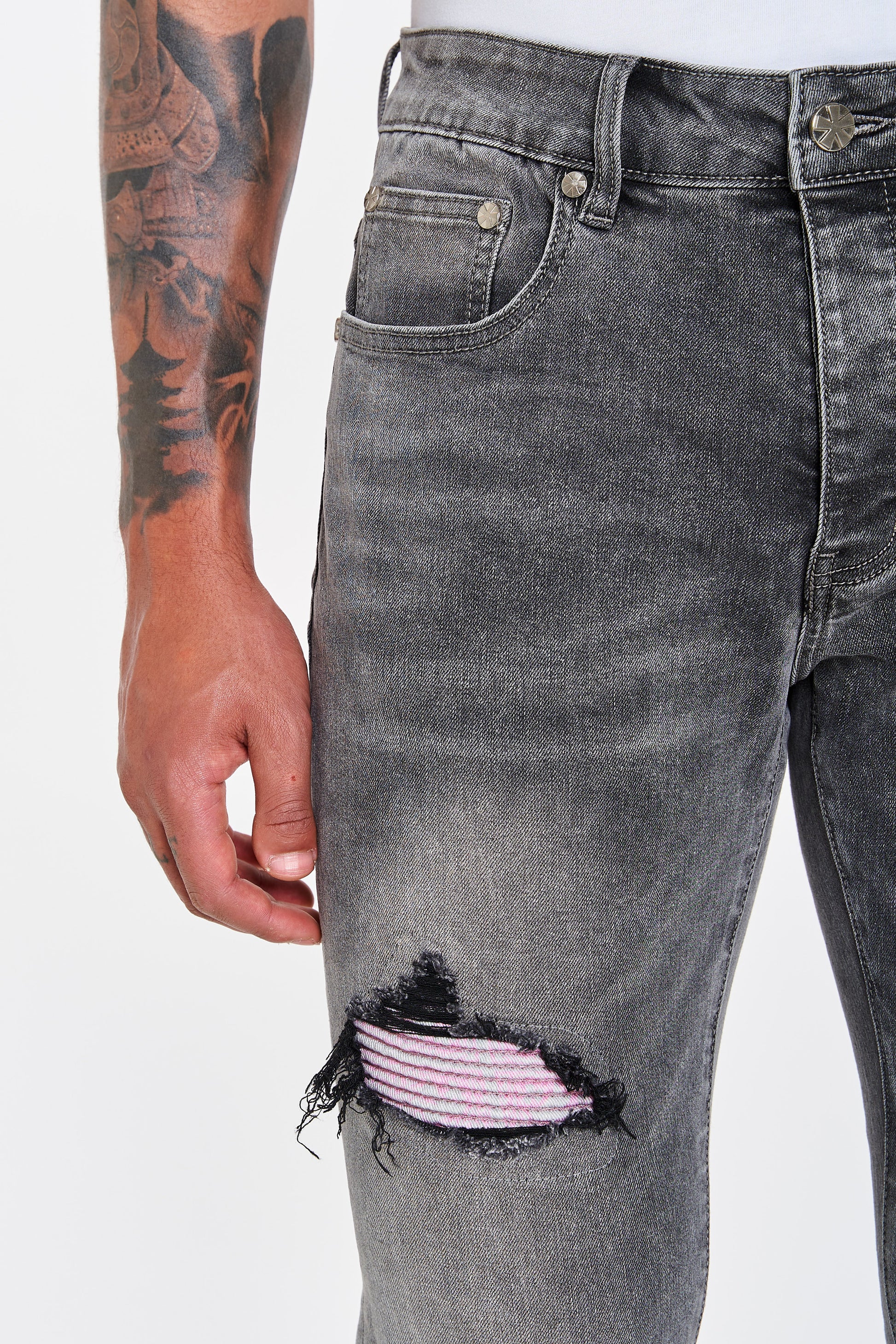 Grey and Pink Bandana Jeans