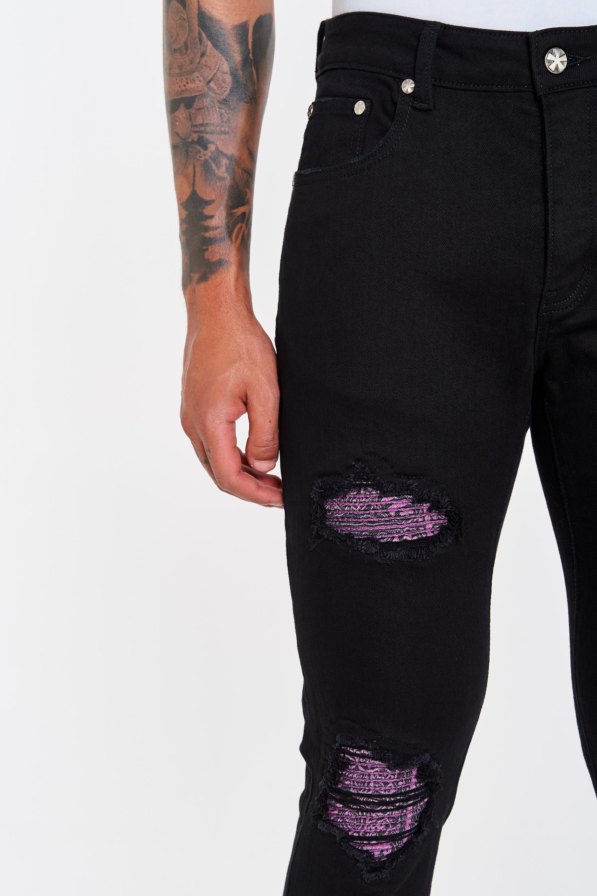 Black and Purple Bandana Jeans