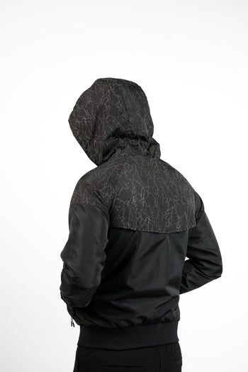 Black Multi Lightning Reflective Windbreaker