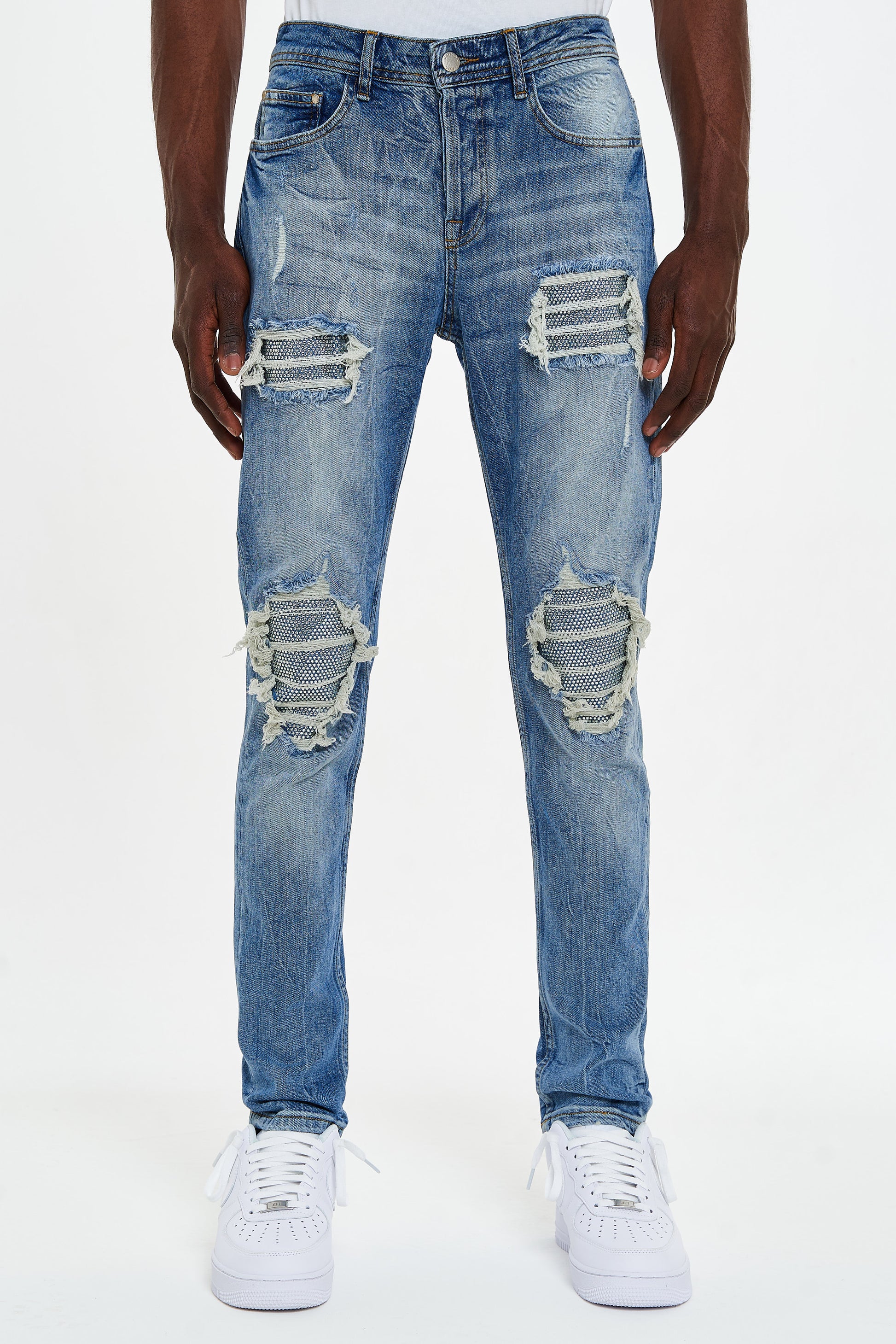 Blue Crystal Denim Jeans