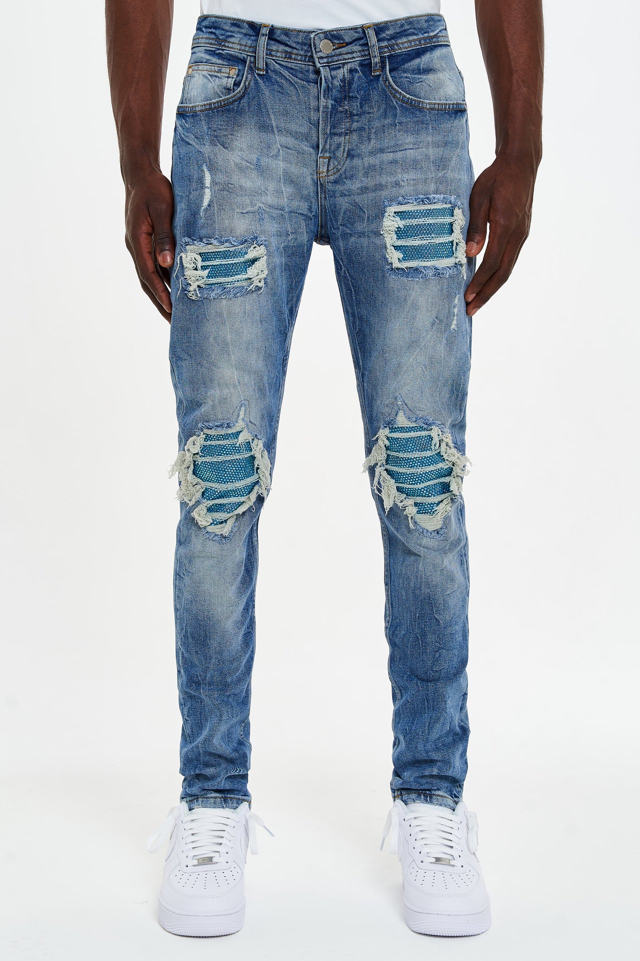 Blue Crystal Denim Jeans