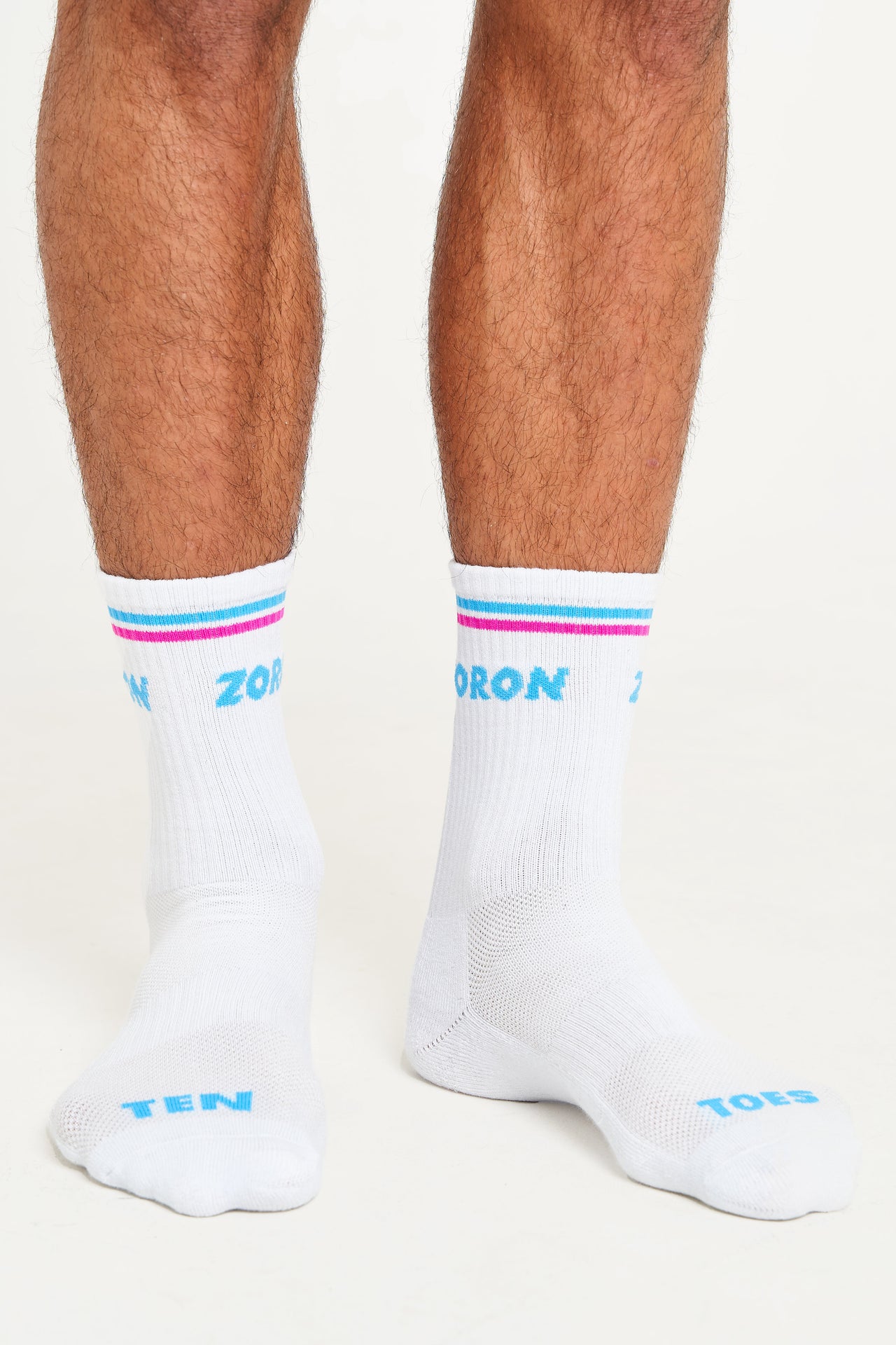 White/Blue/Pink Ten Toes Socks