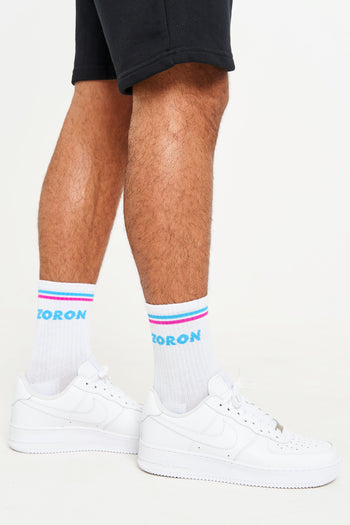 White/Blue/Pink Ten Toes Socks